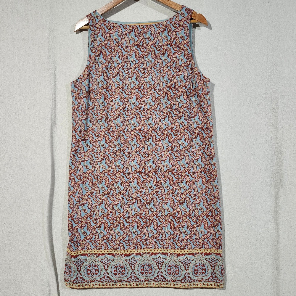 Lauren Ralph Lauren Petite 14P Paisley Cotton Shift Dress Blue Red Sleeveless